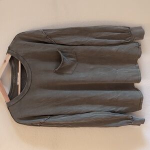 We The Free Perfect Oversized Long Sleeve Top Olive Green